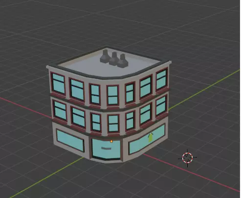 Low Poly Corner Building Shop Mobile-Friendly 3D Model Low-poly 3D model_0