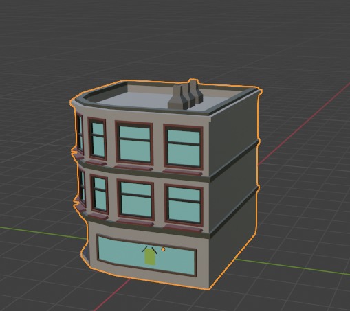 Low Poly Corner Building Shop Mobile-Friendly 3D Model Low-poly 3D model_2