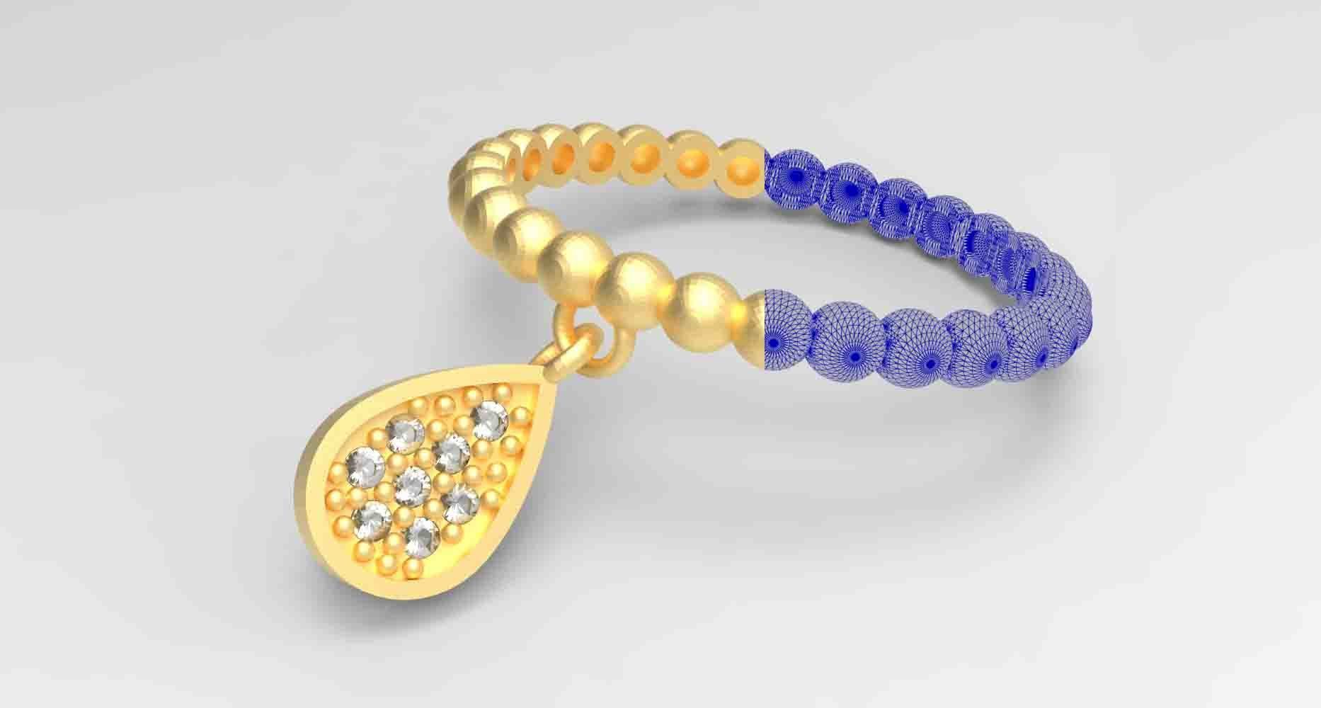 Markiz Dangle ring  3D print model_2