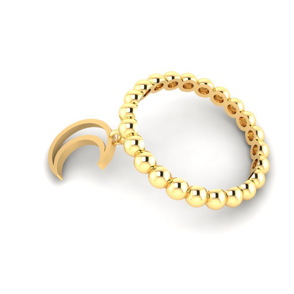 moon Dangle ring 3D print model_8