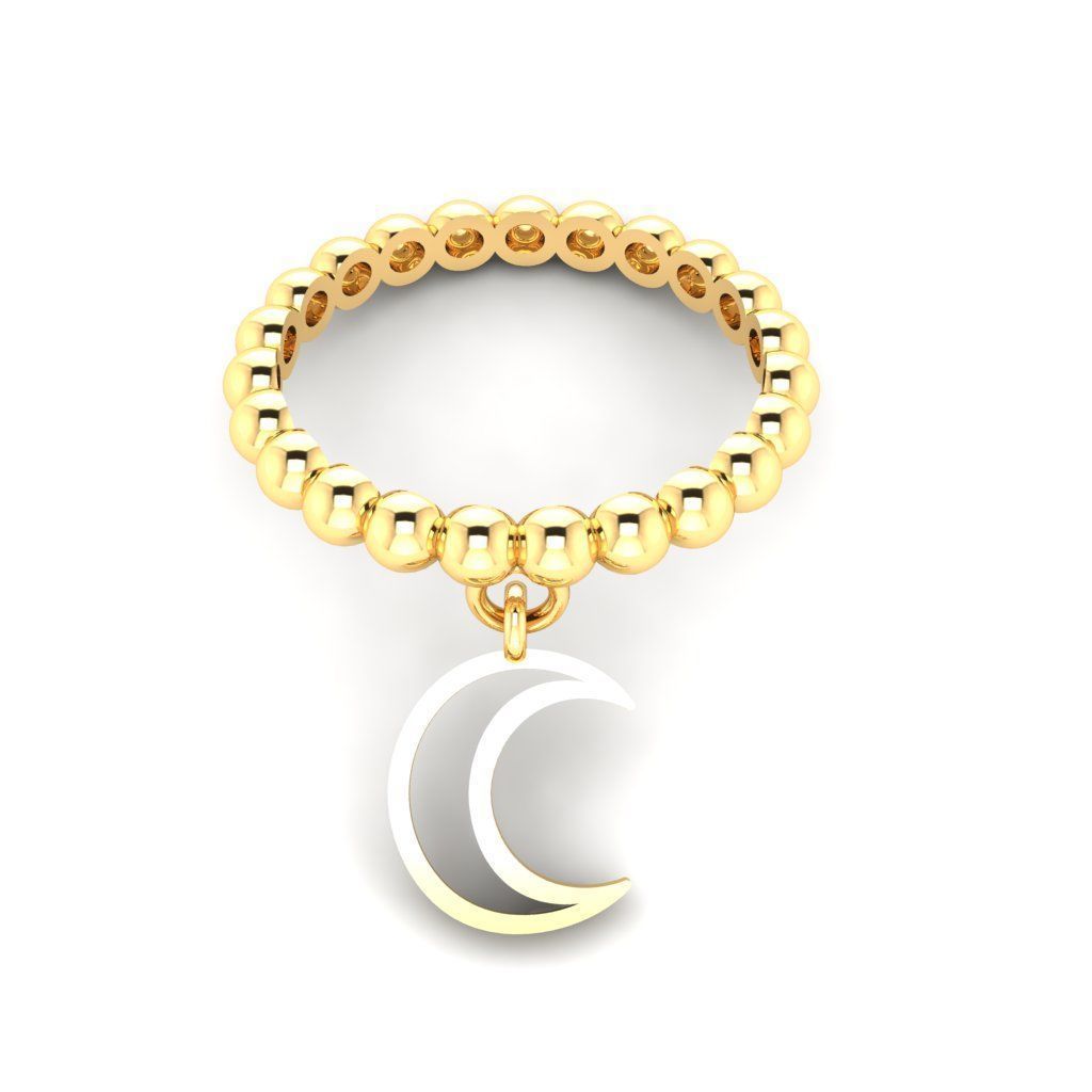 moon Dangle ring 3D print model_7