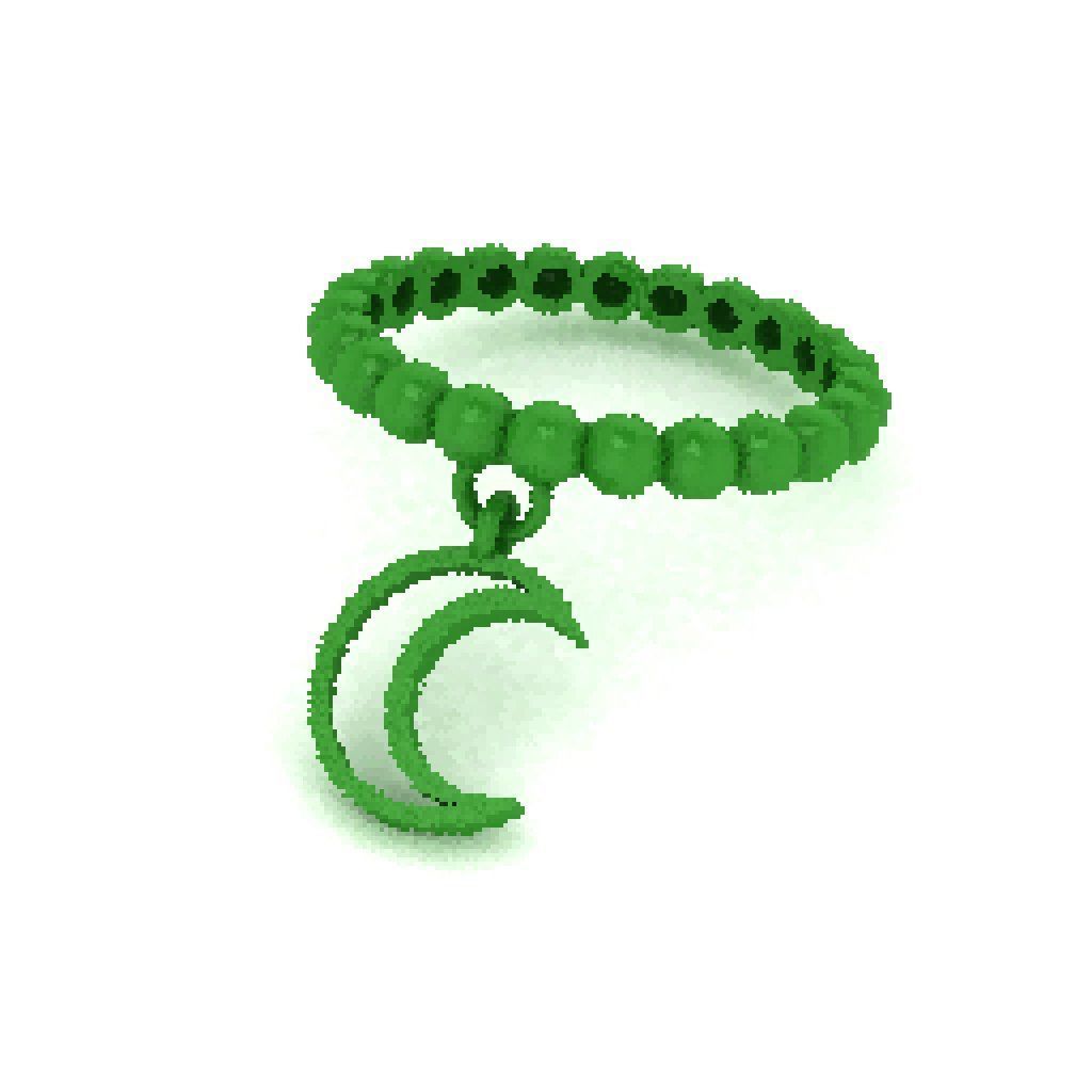 moon Dangle ring 3D print model_1