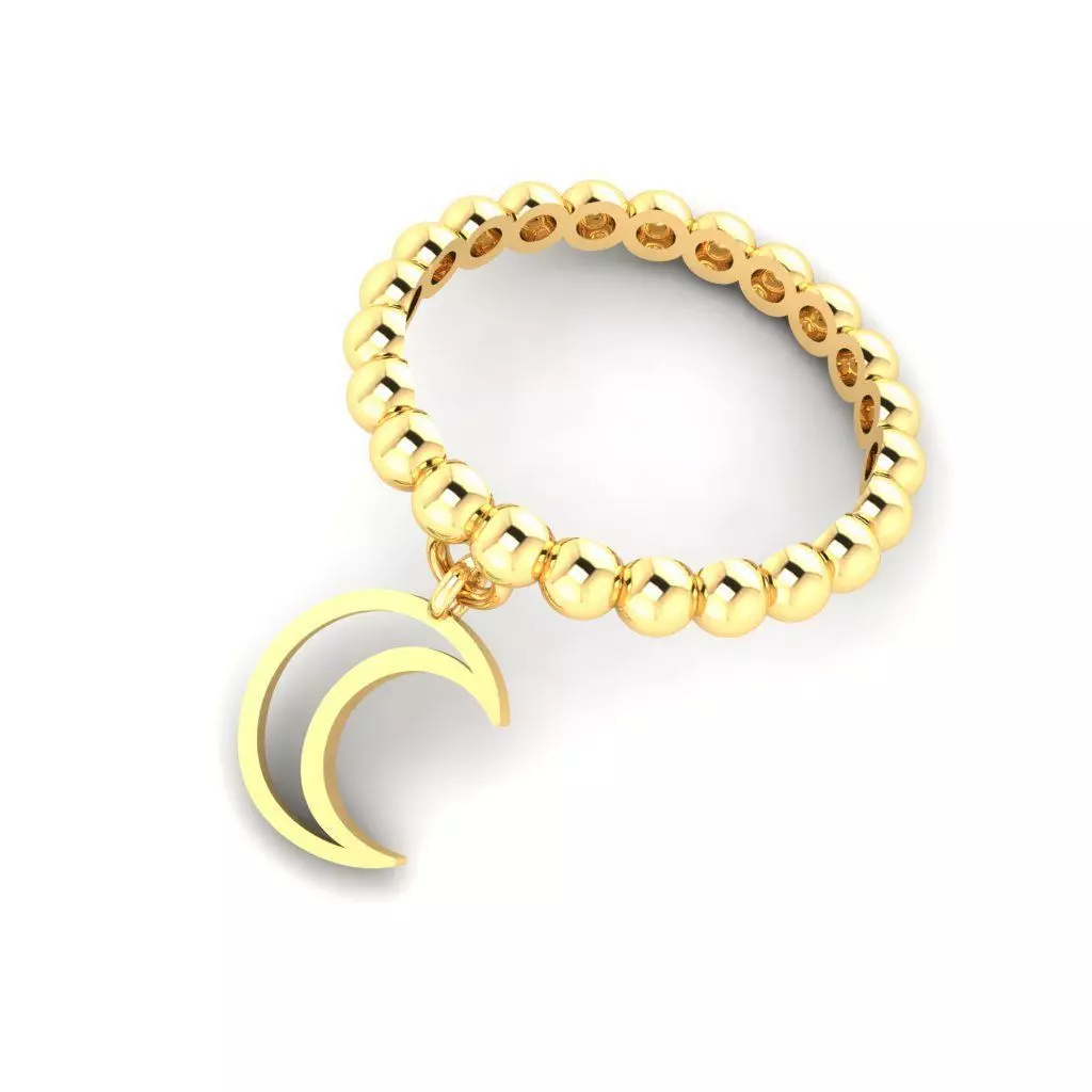 moon Dangle ring 3D print model_0