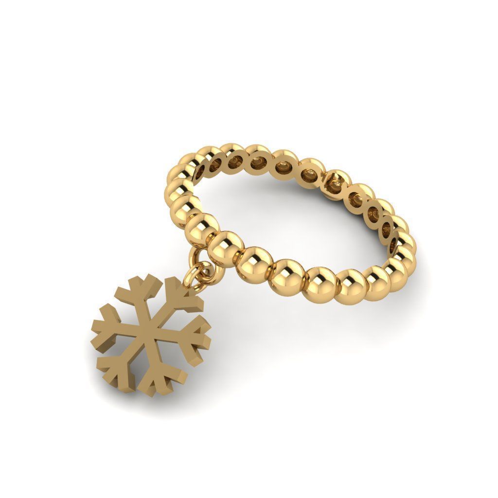 Snow Dangle Ring 3D print model_4
