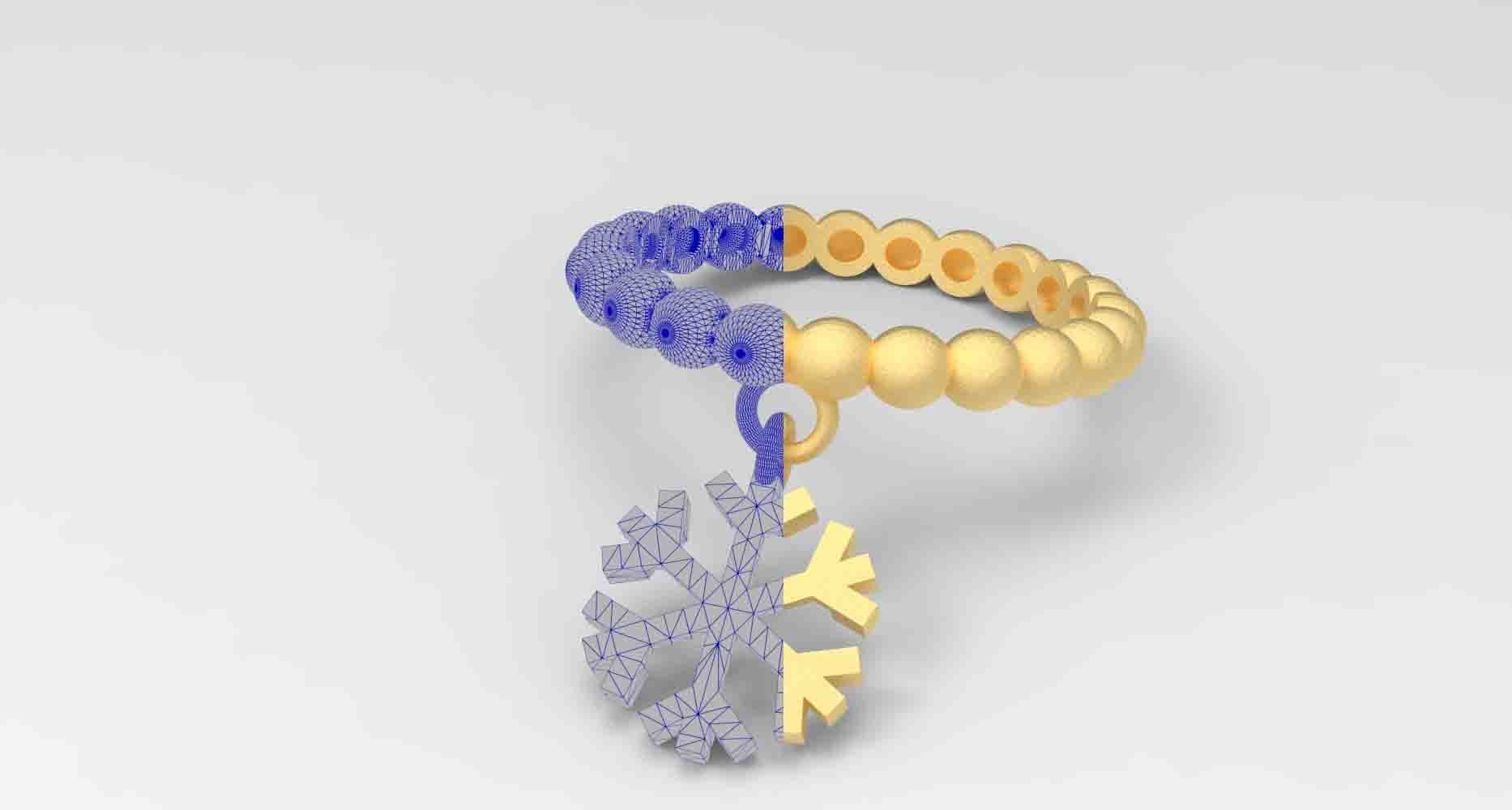 Snow Dangle Ring 3D print model_2