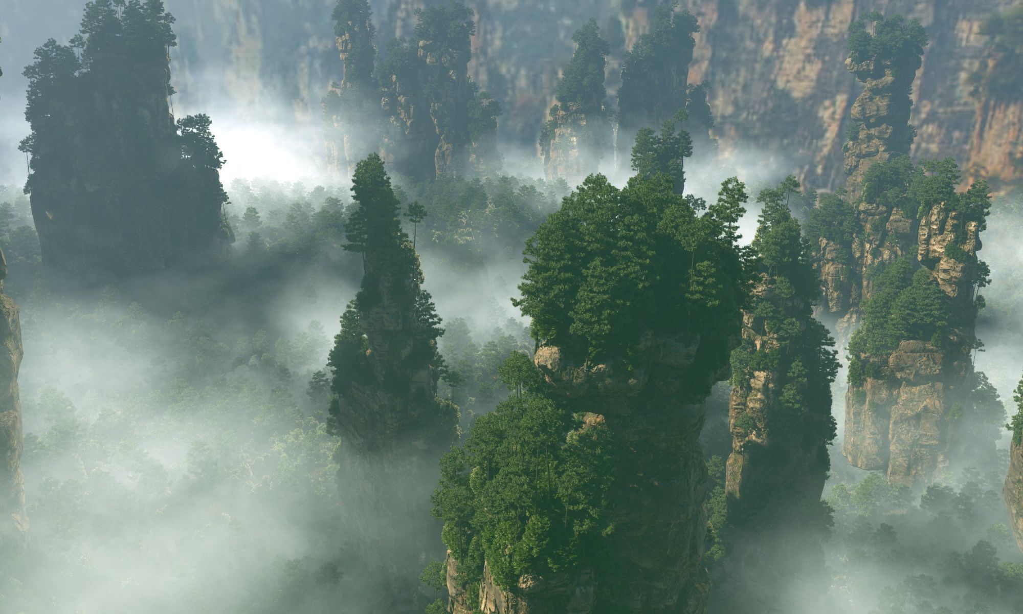 Realistic topography of Zhangjiajie tianzi-mountain 3D model_4
