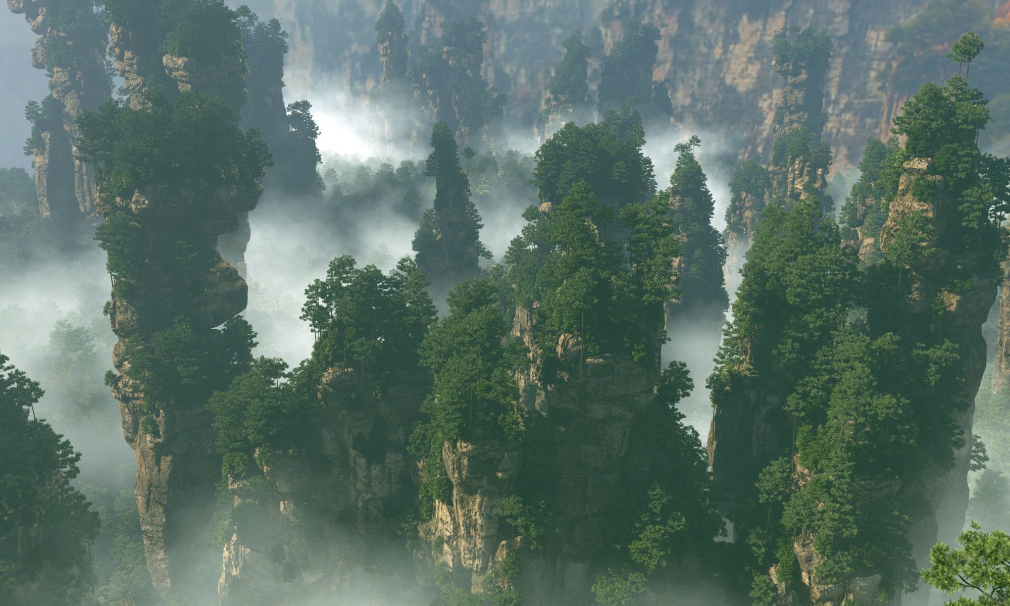 Realistic topography of Zhangjiajie tianzi-mountain 3D model_3