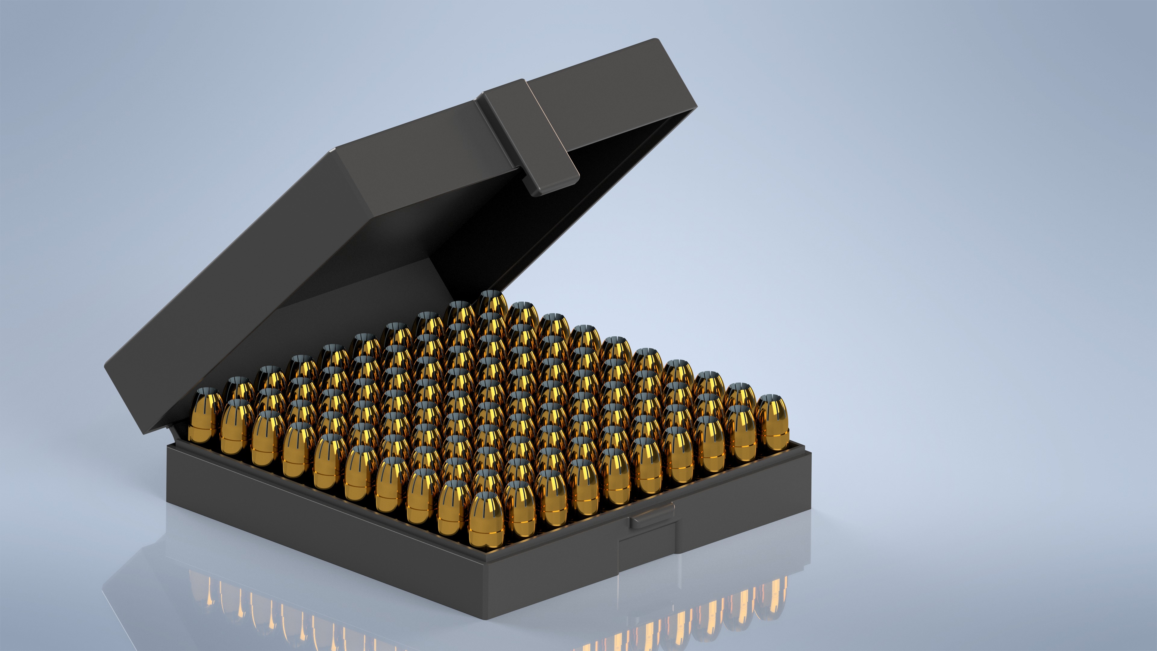 Printable Ammunition box 9 mm Luger with Storage pins 3D print model_1