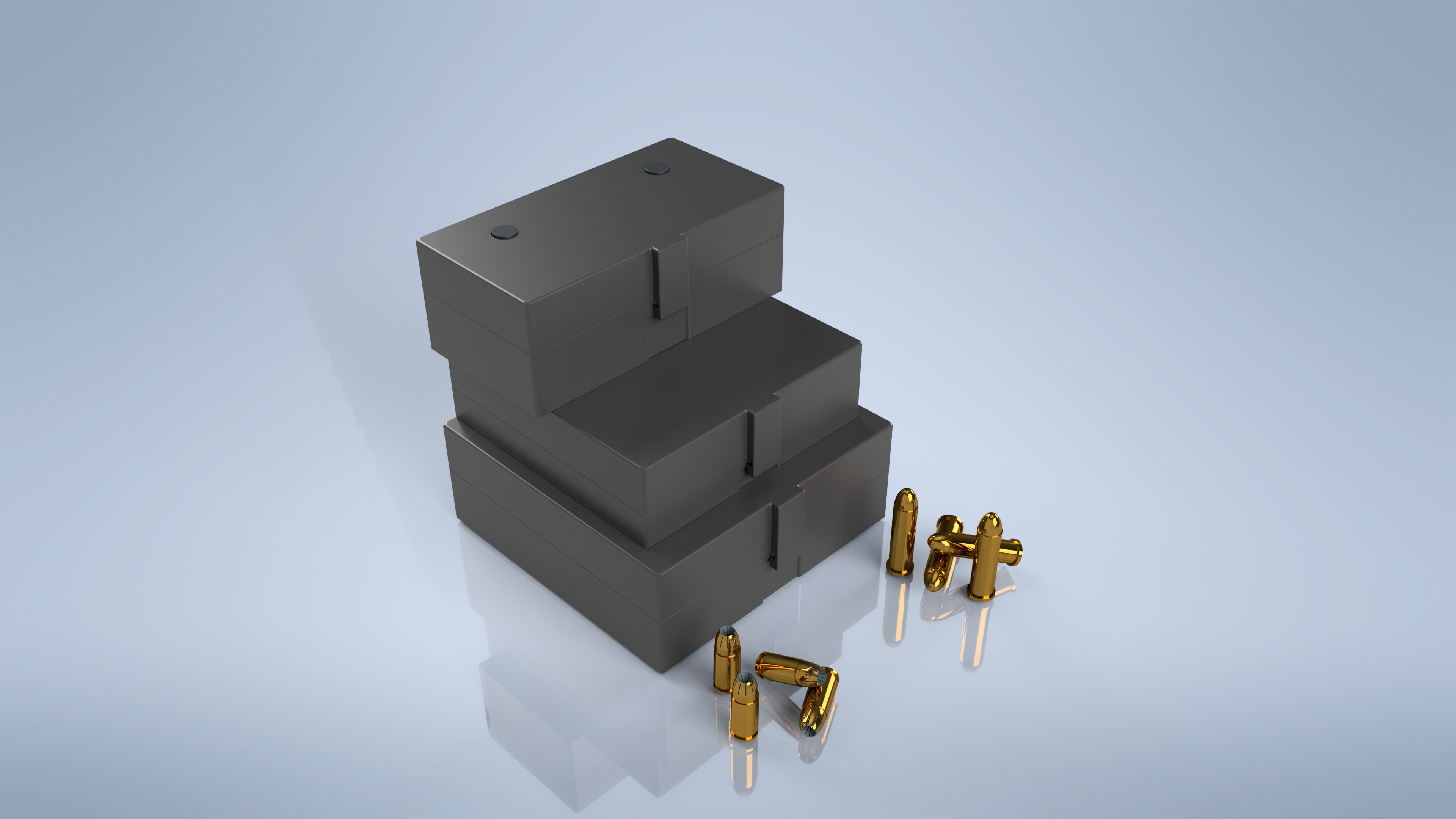 Printable Ammunition box 9 mm Luger with Storage pins 3D print model_4