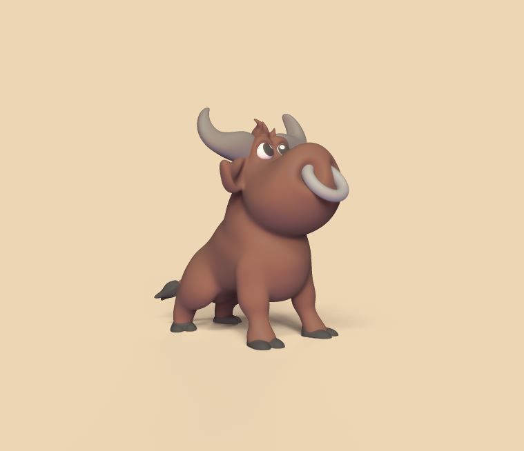 Cartoon Bull 3D print model_2