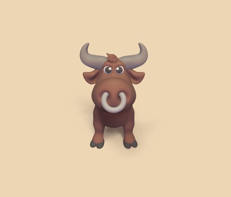 Cartoon Bull 3D print model_1