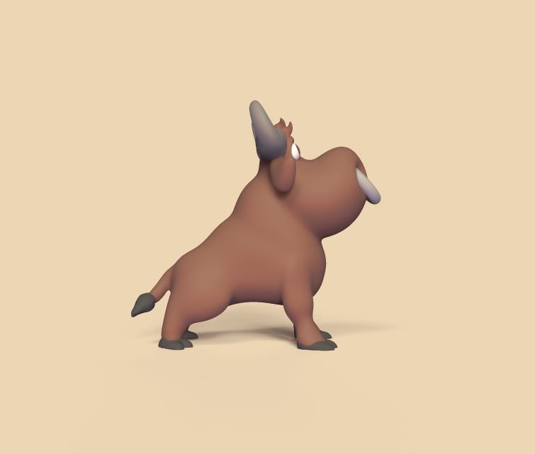 Cartoon Bull 3D print model_3