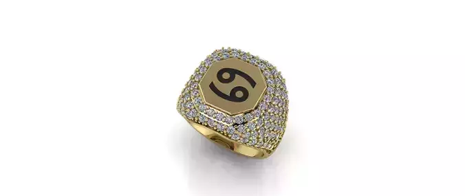 Zodiac Ring With Diamonds - Cancer 3D print model