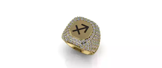 Zodiac Ring With Diamonds - Sagittarius 3D print model
