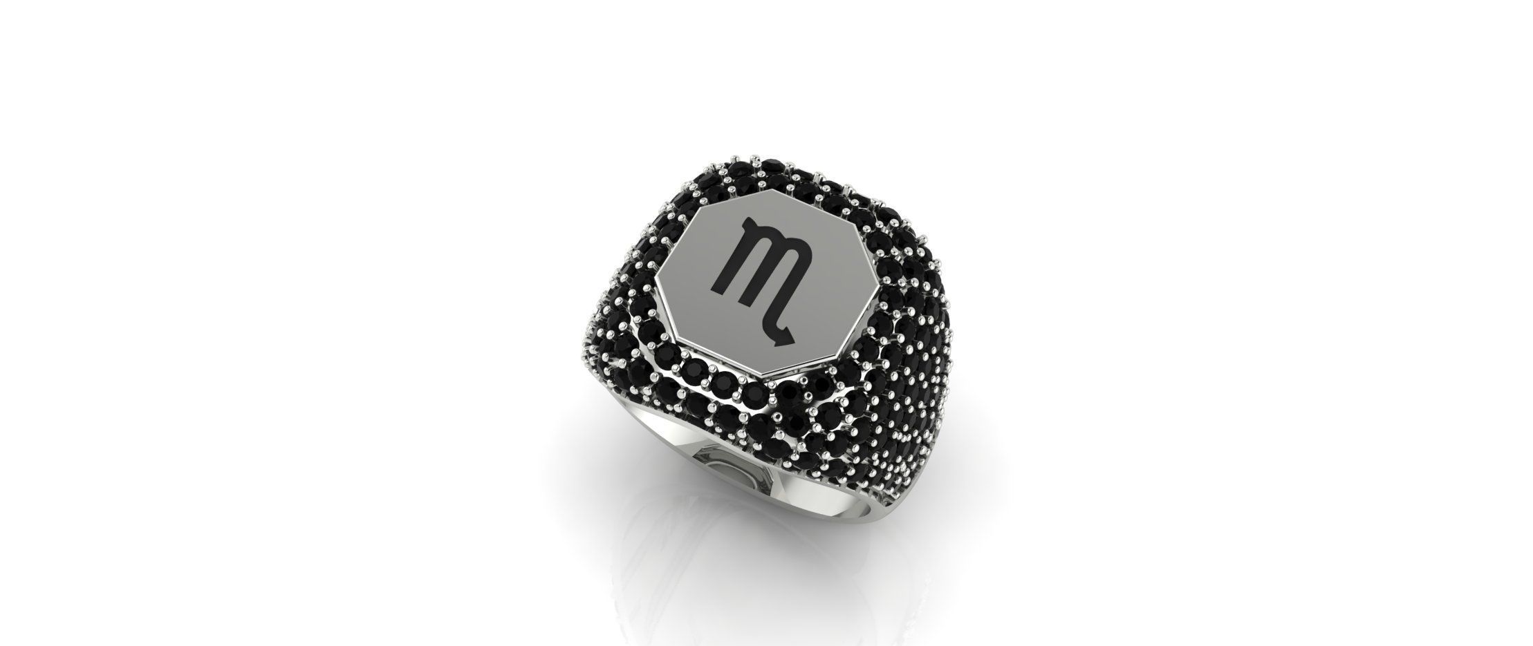 Zodiac Ring With Diamonds - Scorpio 3D print model_2