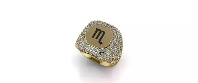 Zodiac Ring With Diamonds - Scorpio 3D print model
