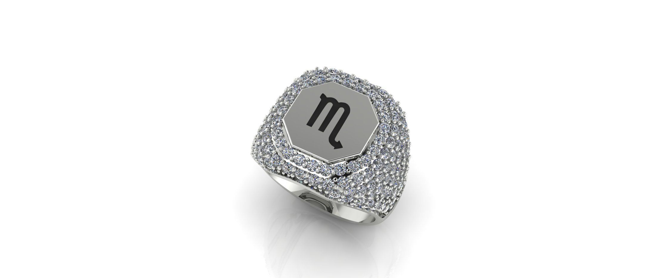 Zodiac Ring With Diamonds - Scorpio 3D print model_1