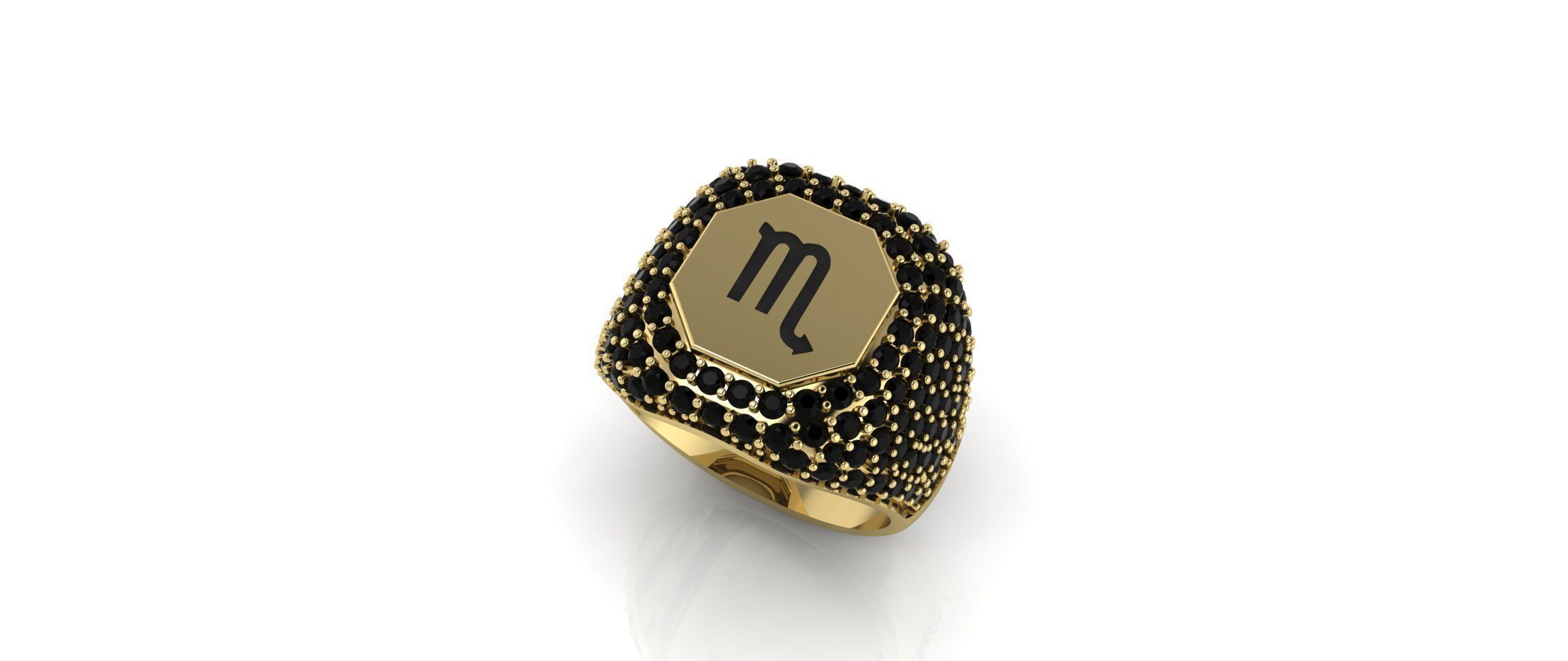 Zodiac Ring With Diamonds - Scorpio 3D print model_3