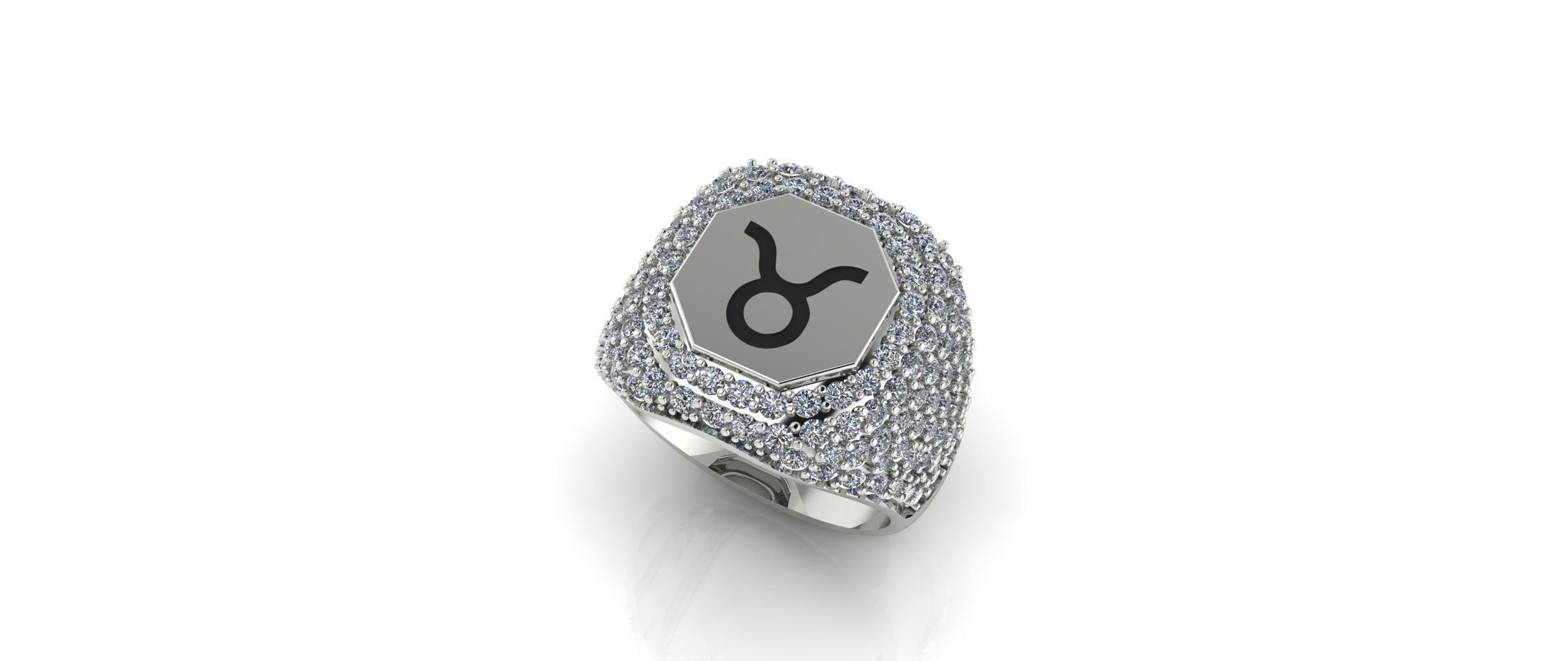 Zodiac Ring With Diamonds - Taurus 3D print model_1