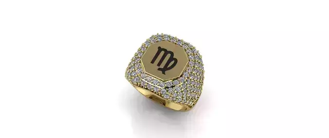 Zodiac Ring With Diamonds - Virgo 3D print model