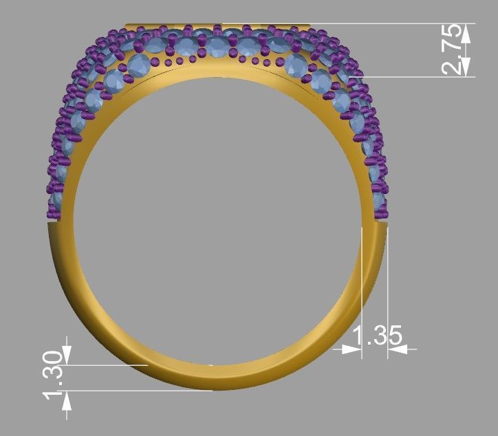 Zodiac Ring With Diamonds - Virgo 3D print model_6