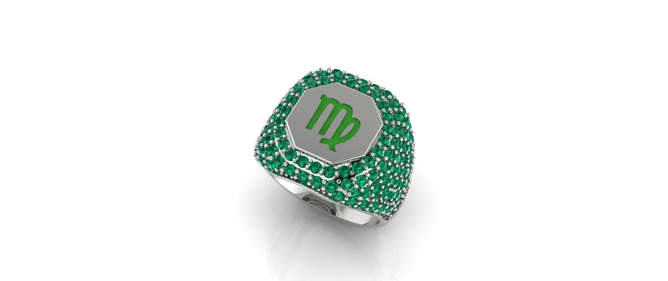 Zodiac Ring With Diamonds - Virgo 3D print model_2
