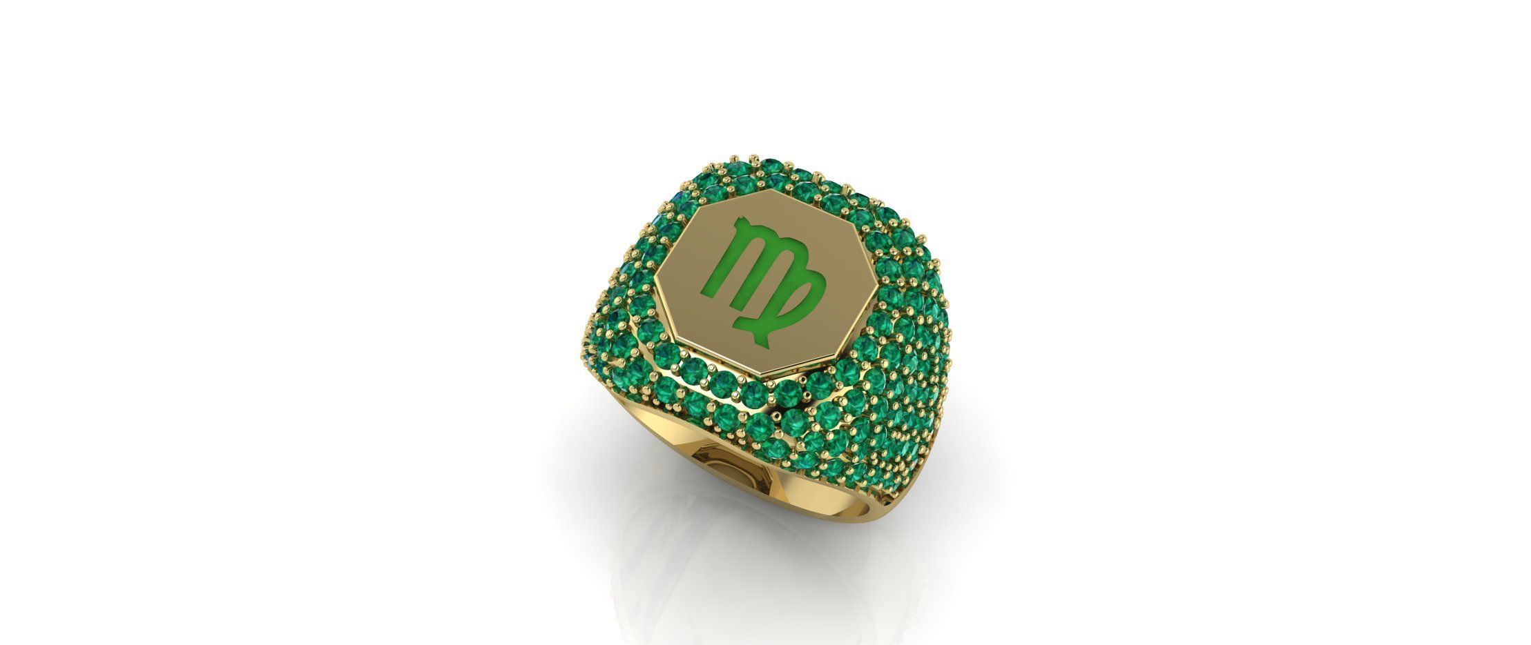 Zodiac Ring With Diamonds - Virgo 3D print model_3