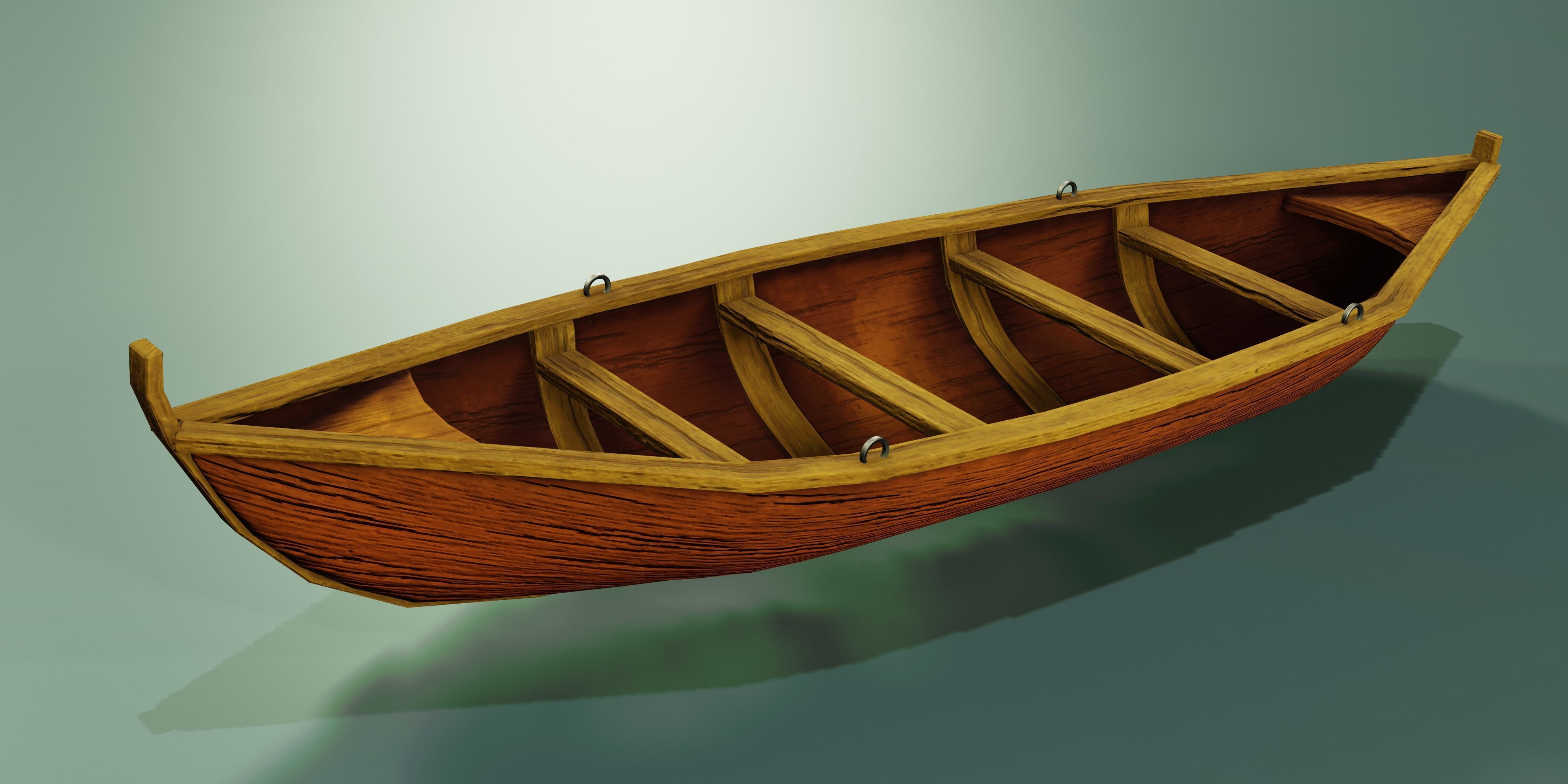 Wooden stylized boats Low-poly 3D model_6