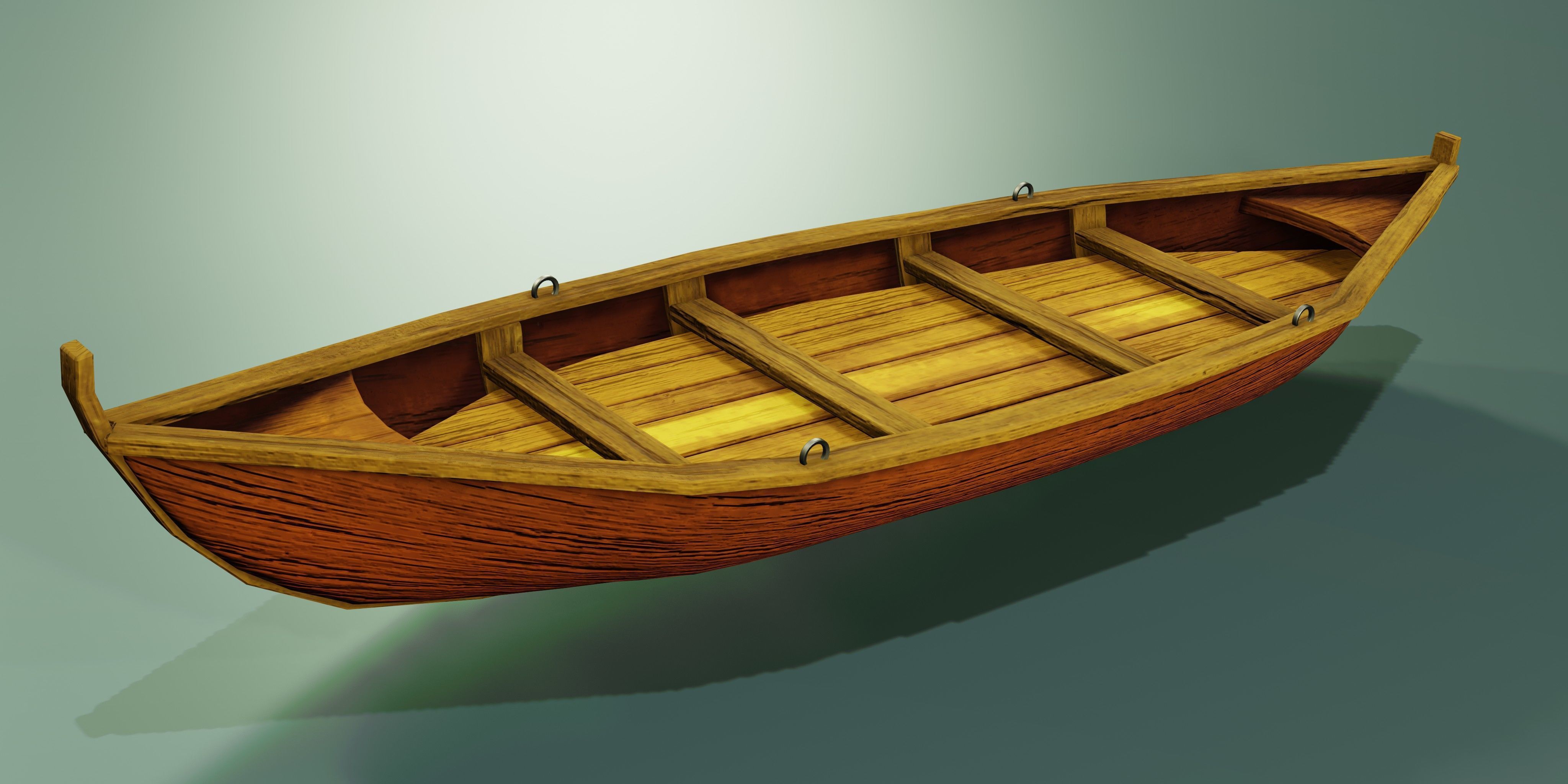 Wooden stylized boats Low-poly 3D model_2