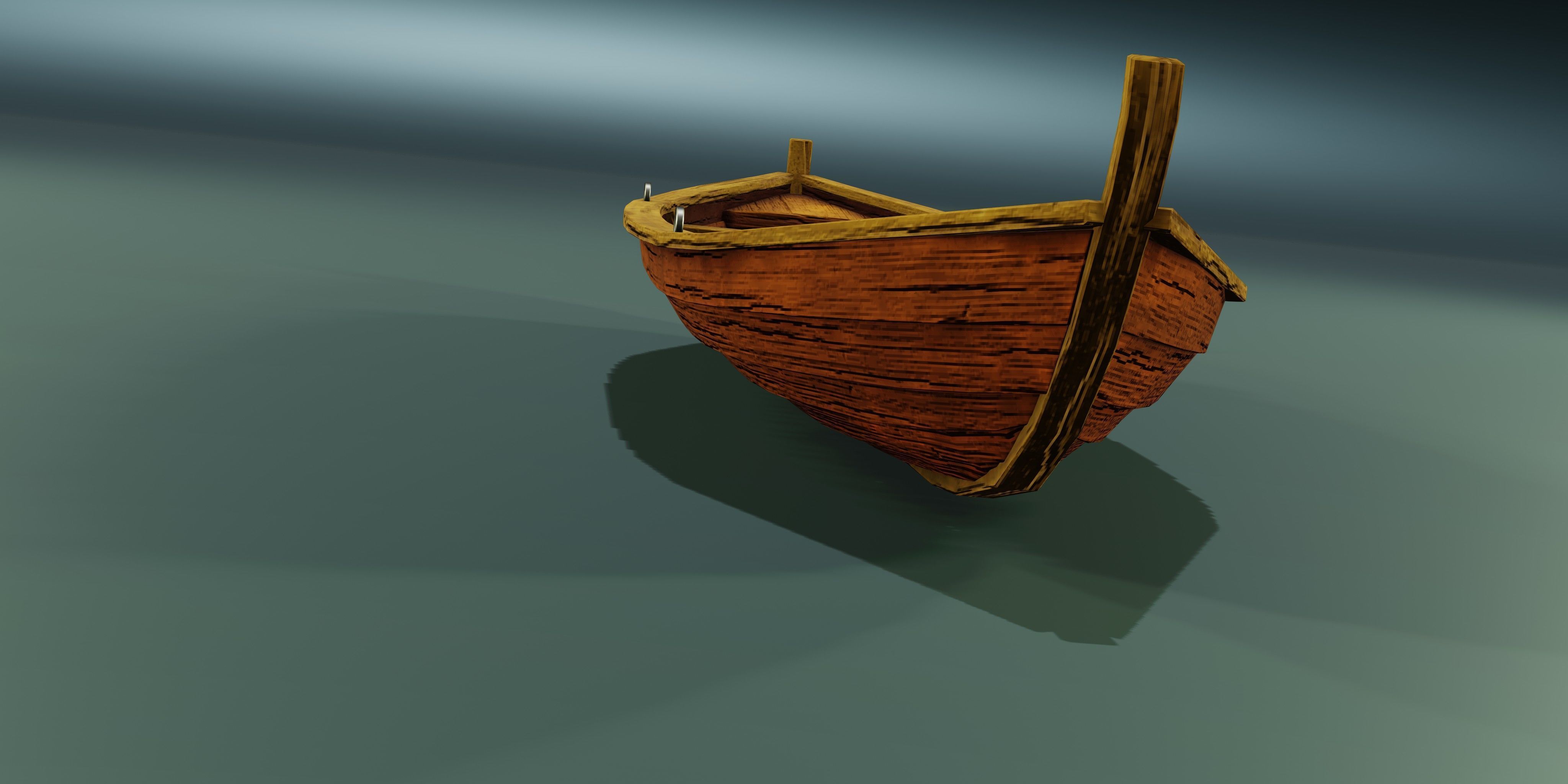 Wooden stylized boats Low-poly 3D model_7