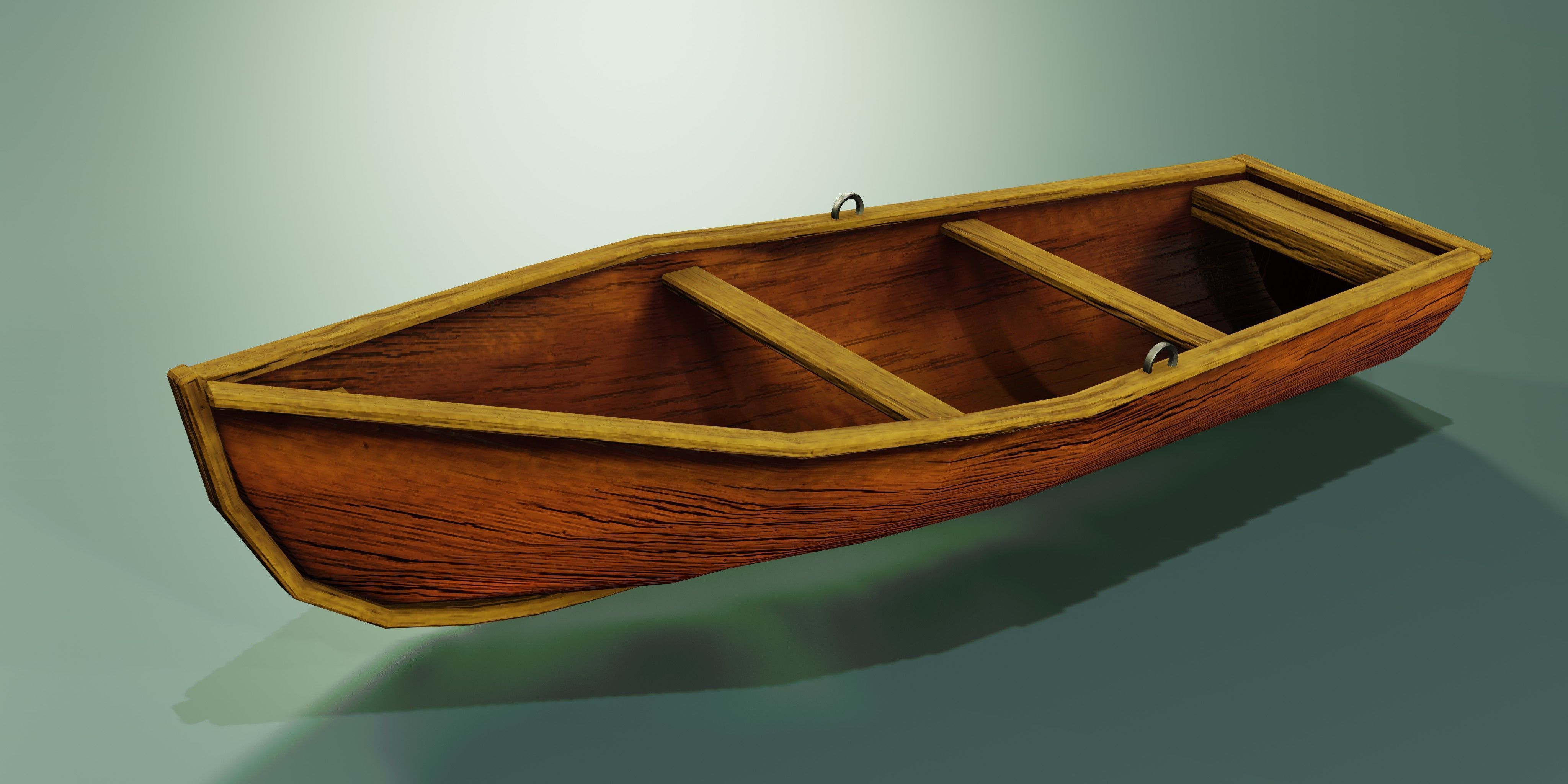 Wooden stylized boats Low-poly 3D model_5
