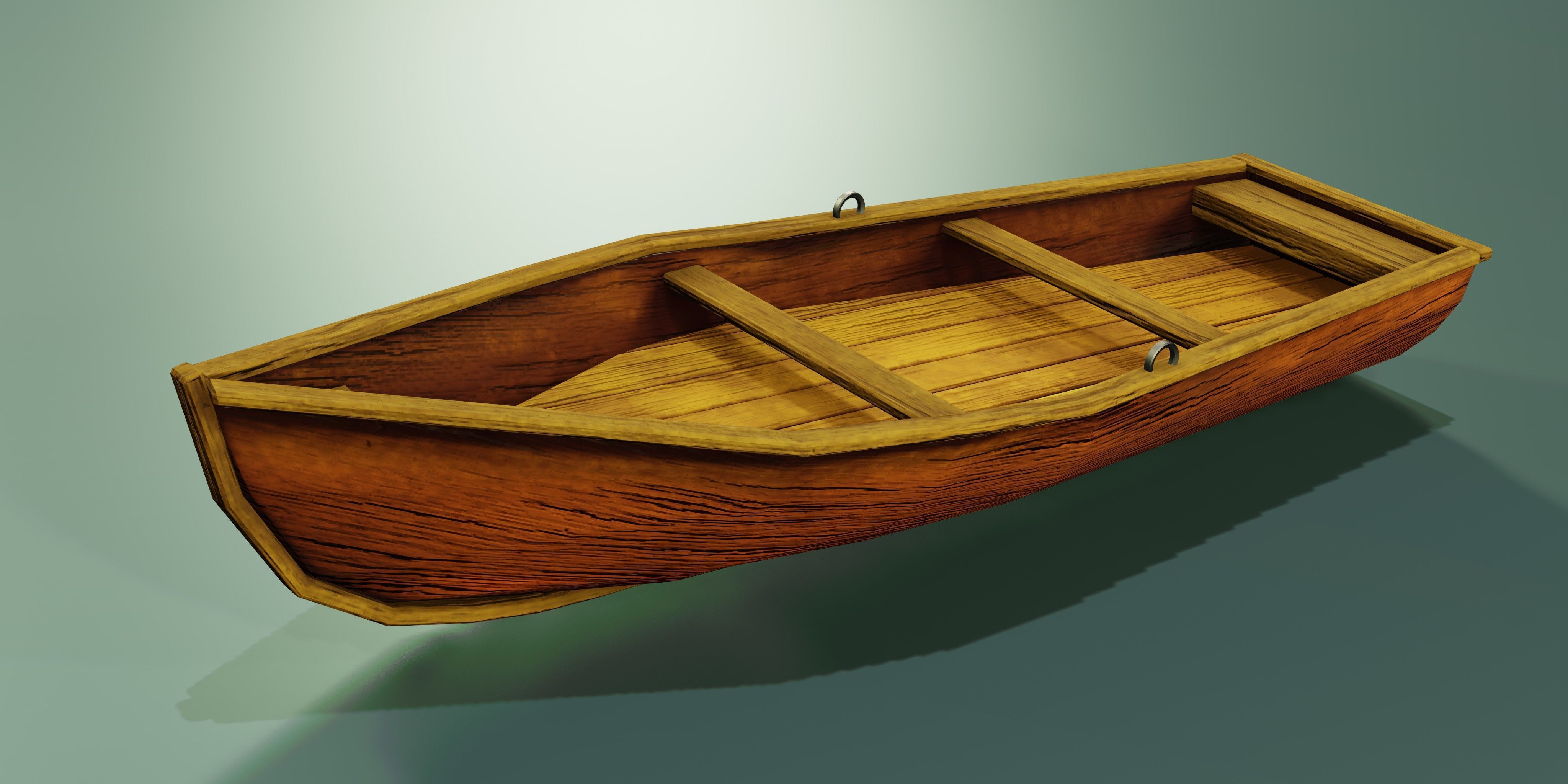 Wooden stylized boats Low-poly 3D model_4