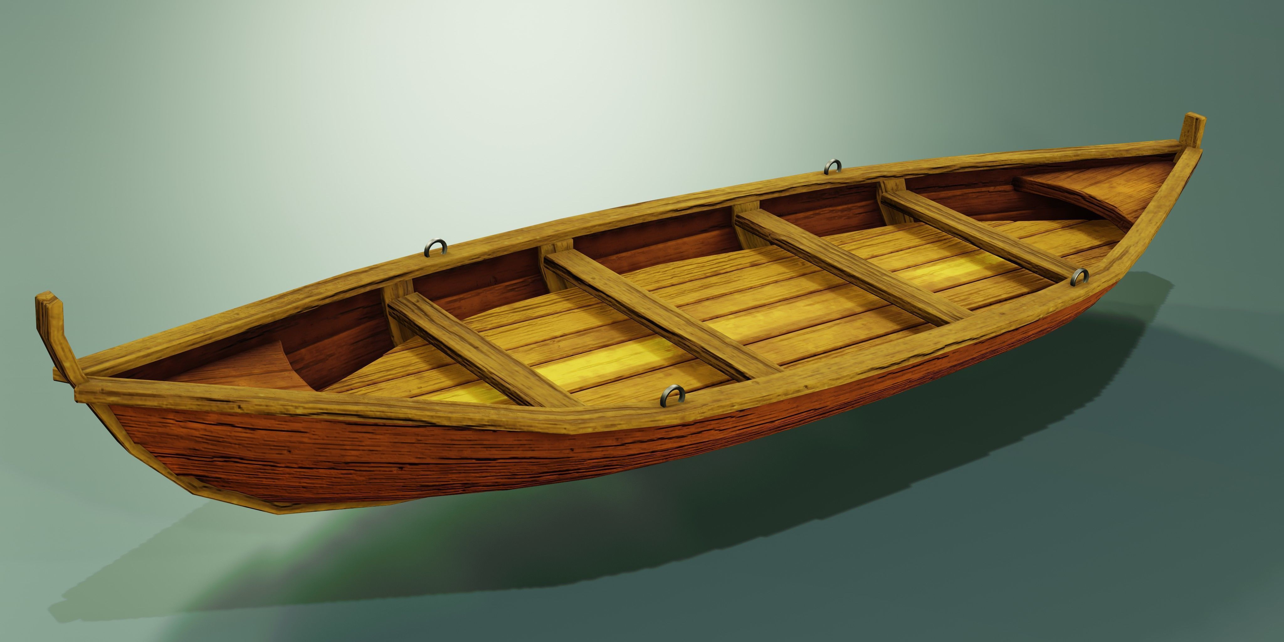 Wooden stylized boats Low-poly 3D model_3