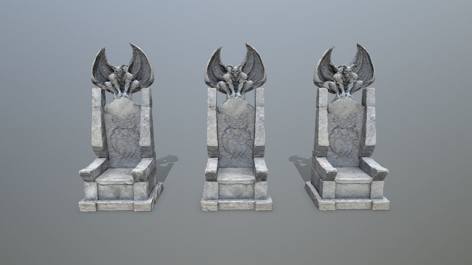  Devil Stone Throne Low-poly 3D model_12