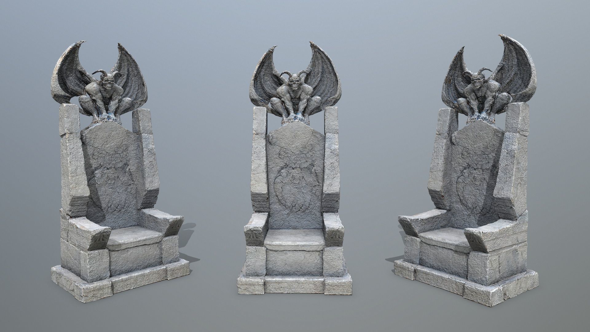  Devil Stone Throne Low-poly 3D model_2