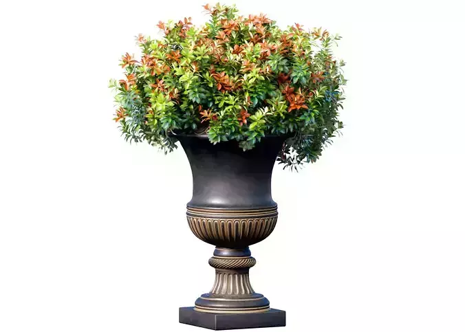 Flowerbed Bouquet flowers in a decorative classic vase pot urn