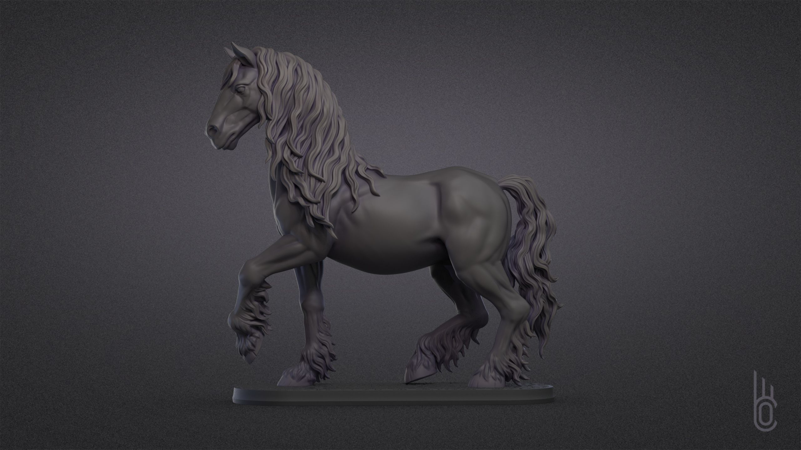 Standing horse 3D print model_2