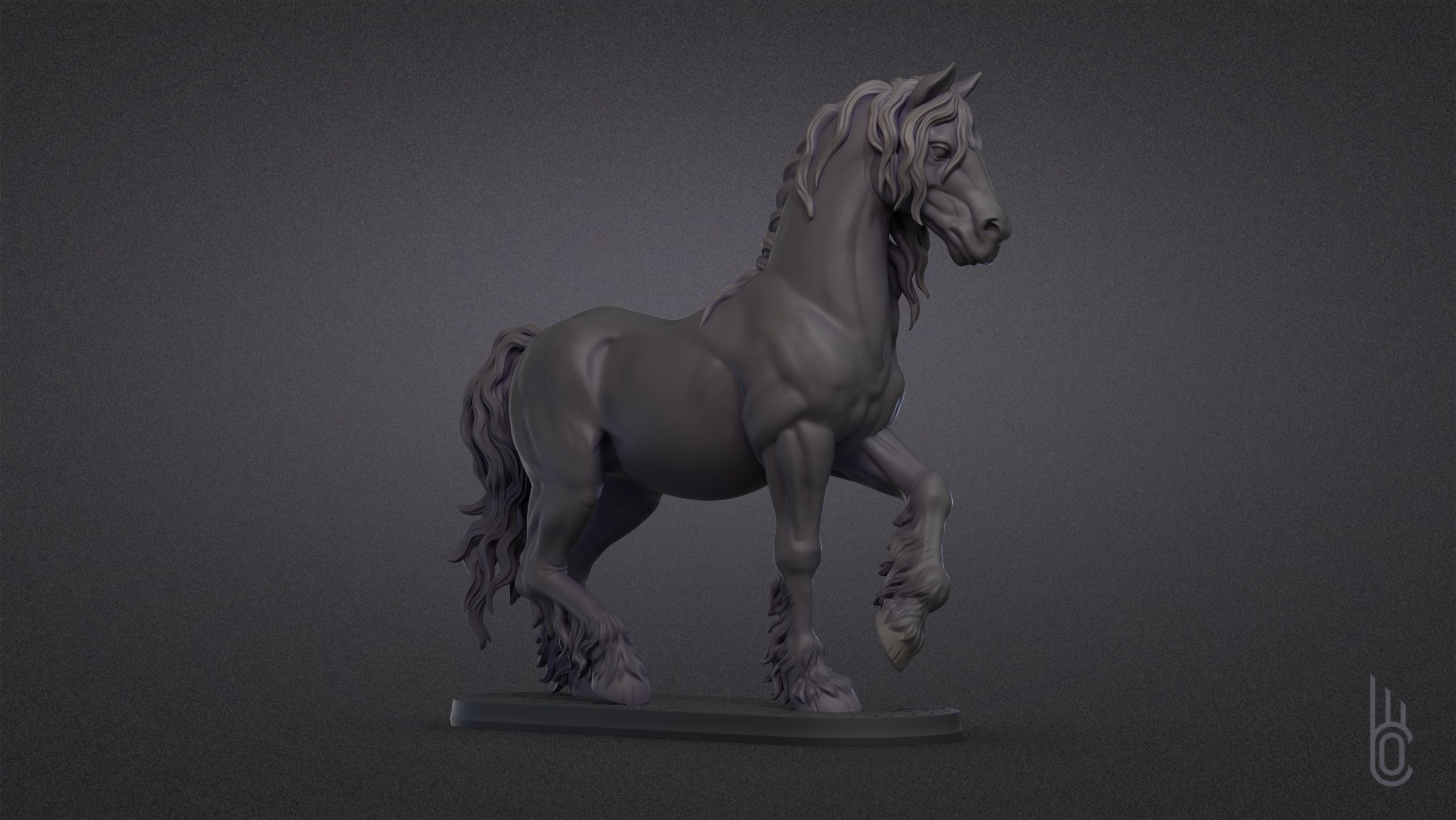 Standing horse 3D print model_3