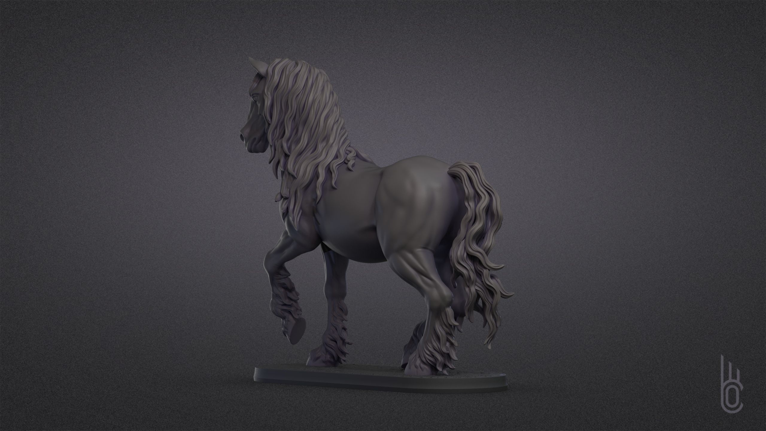 Standing horse 3D print model_5