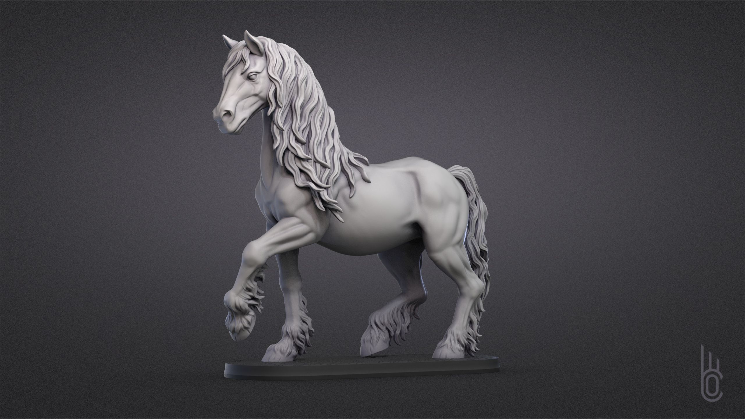 Standing horse 3D print model_13