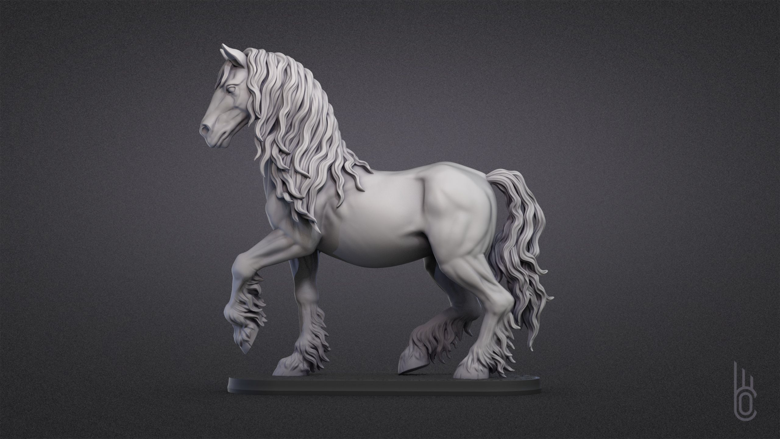 Standing horse 3D print model_10