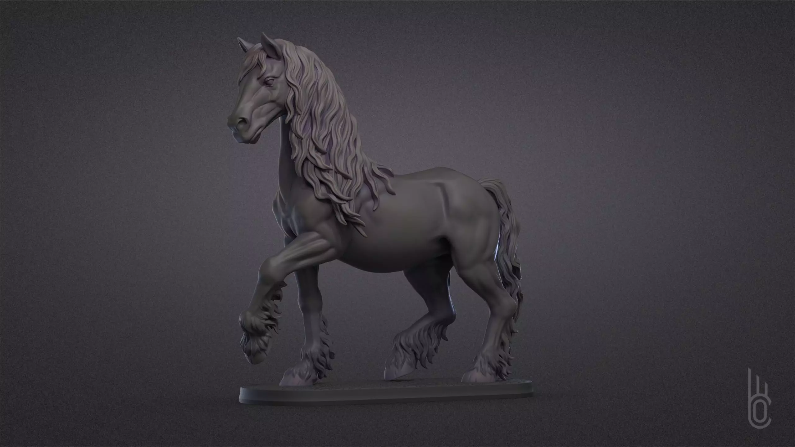 Standing horse 3D print model_0