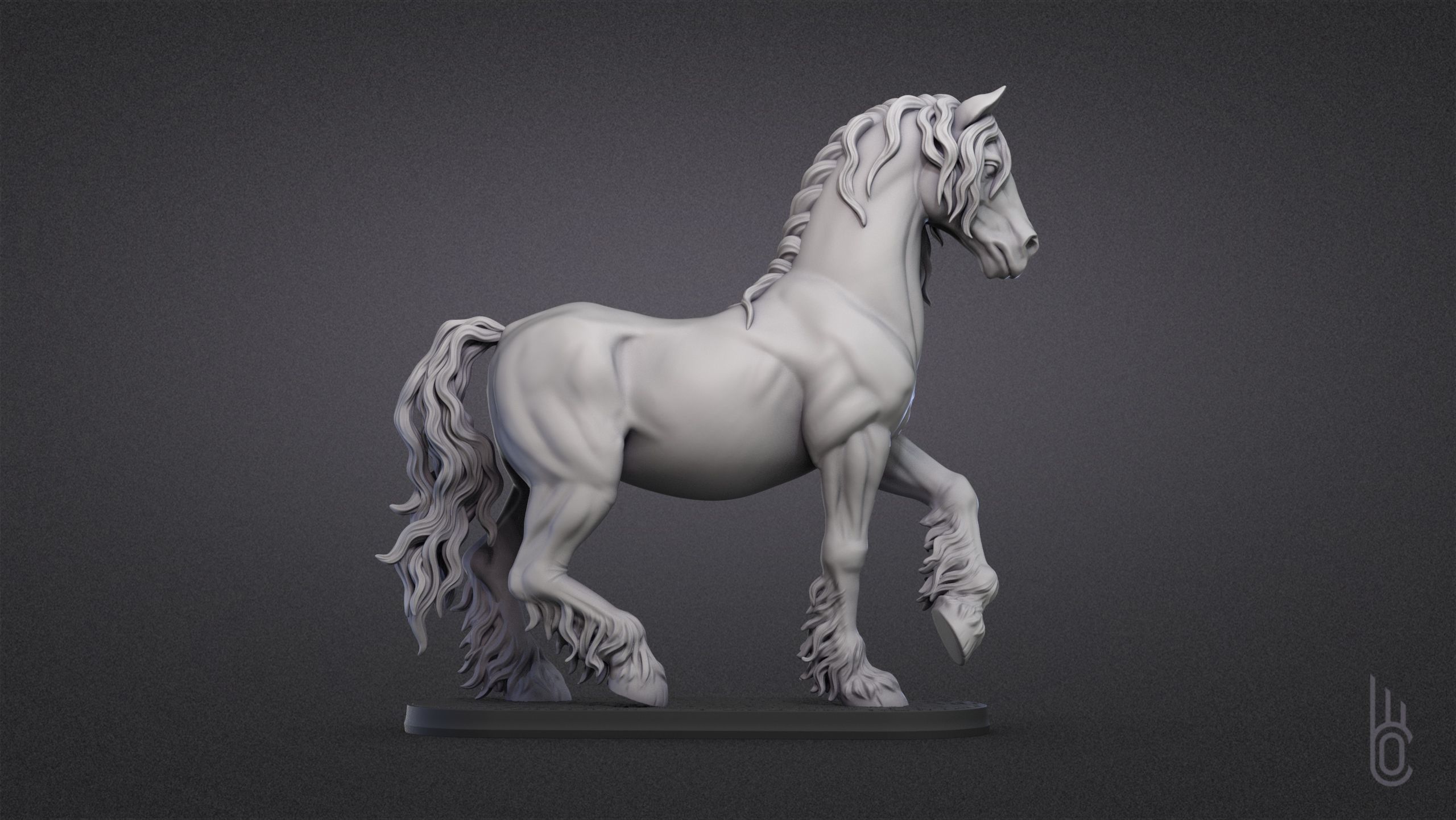 Standing horse 3D print model_11