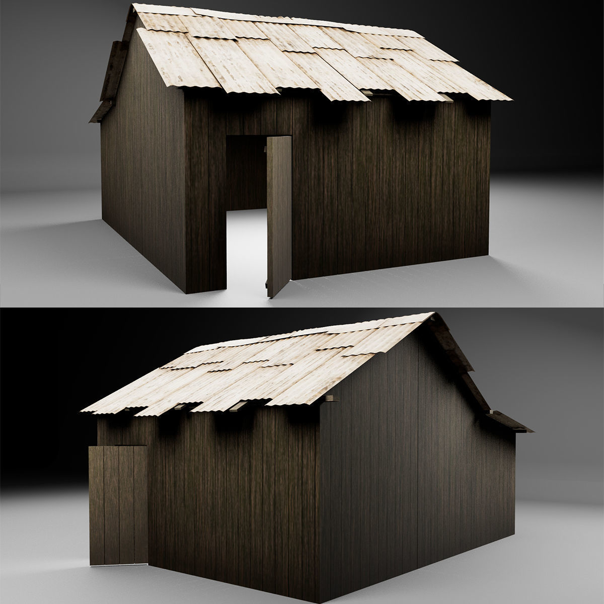 Old Wooden House 1 Low-poly 3D model_1