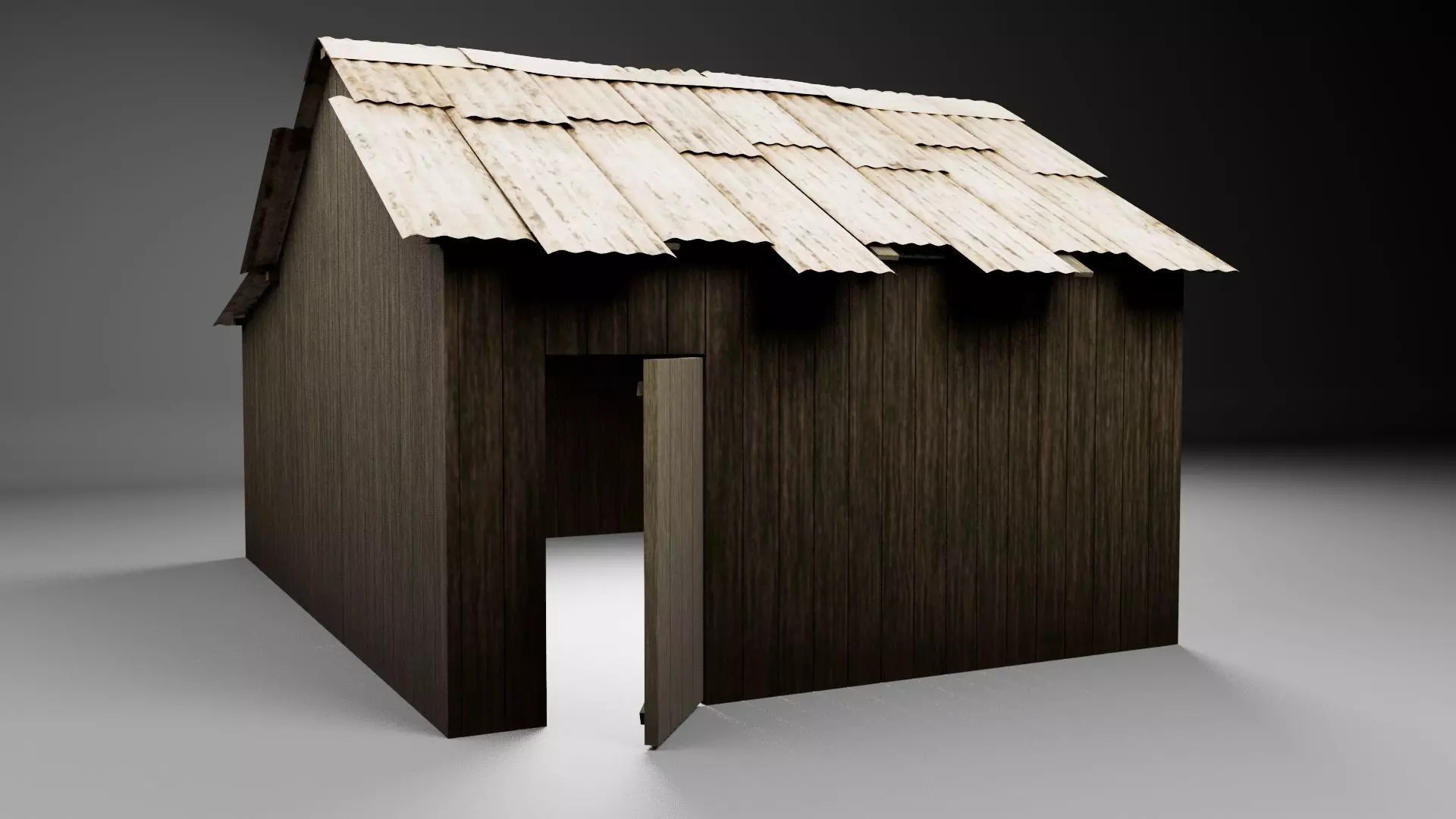 Old Wooden House 1 Low-poly 3D model_0