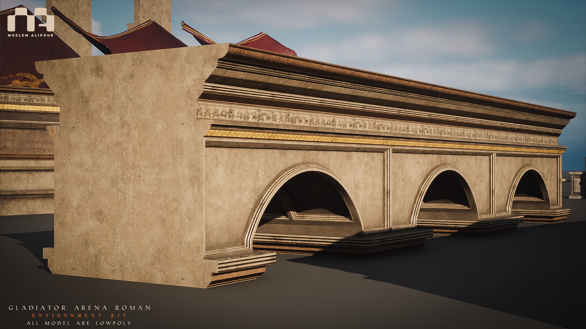Gladiator Arena Roman Environment Kit Low-poly 3D model_40