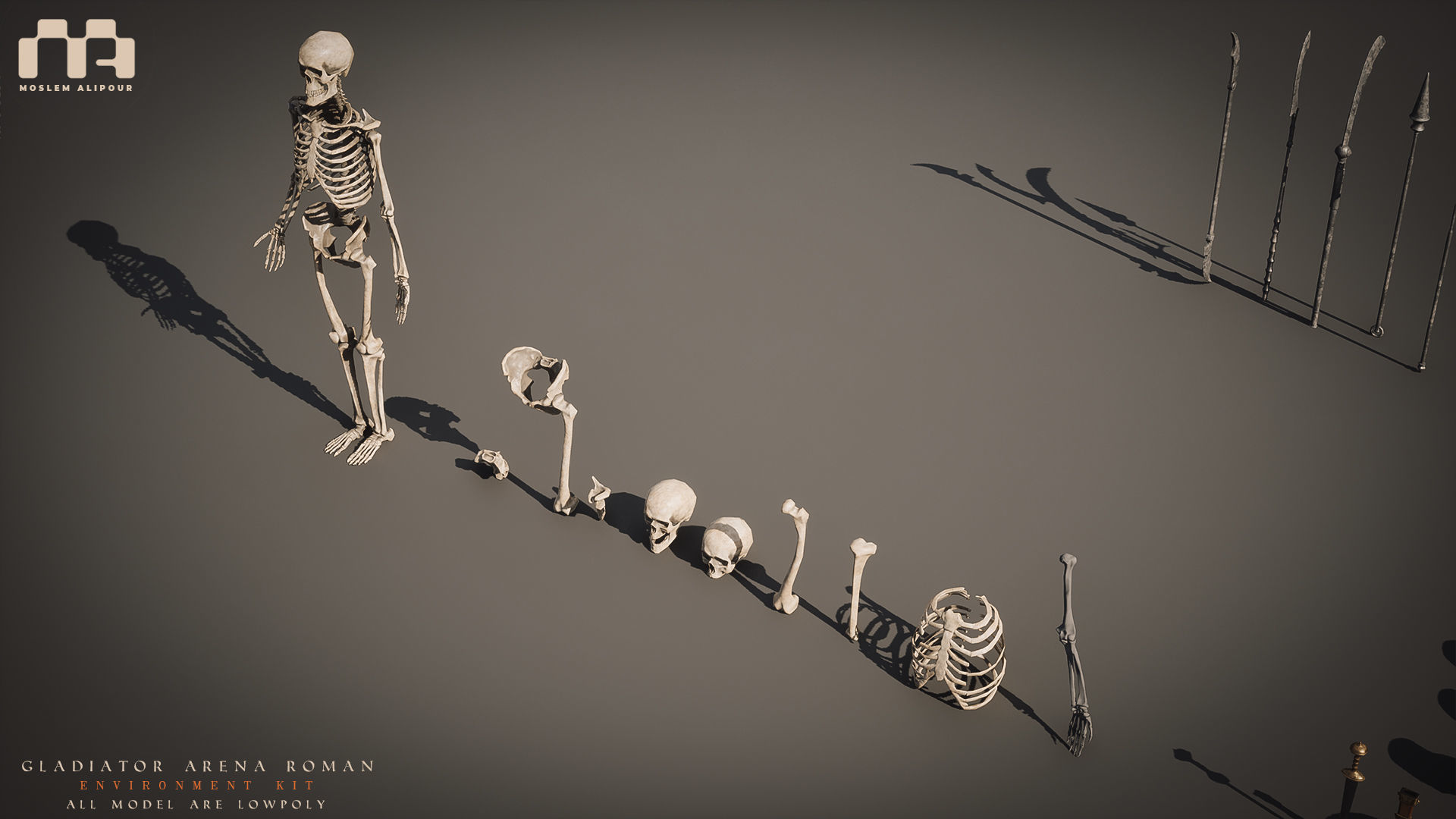 Gladiator Arena Roman Environment Kit Low-poly 3D model_23