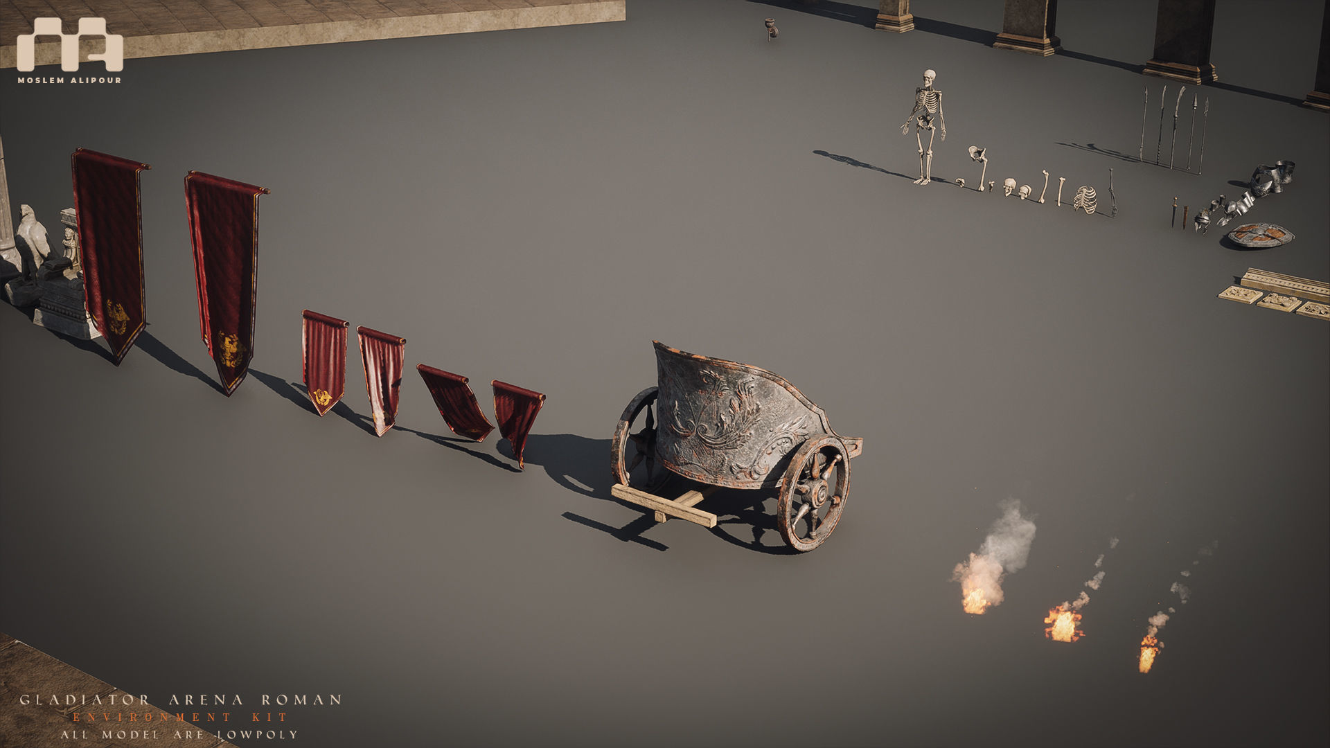Gladiator Arena Roman Environment Kit Low-poly 3D model_27