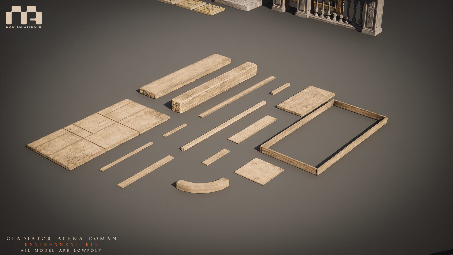 Gladiator Arena Roman Environment Kit Low-poly 3D model_34