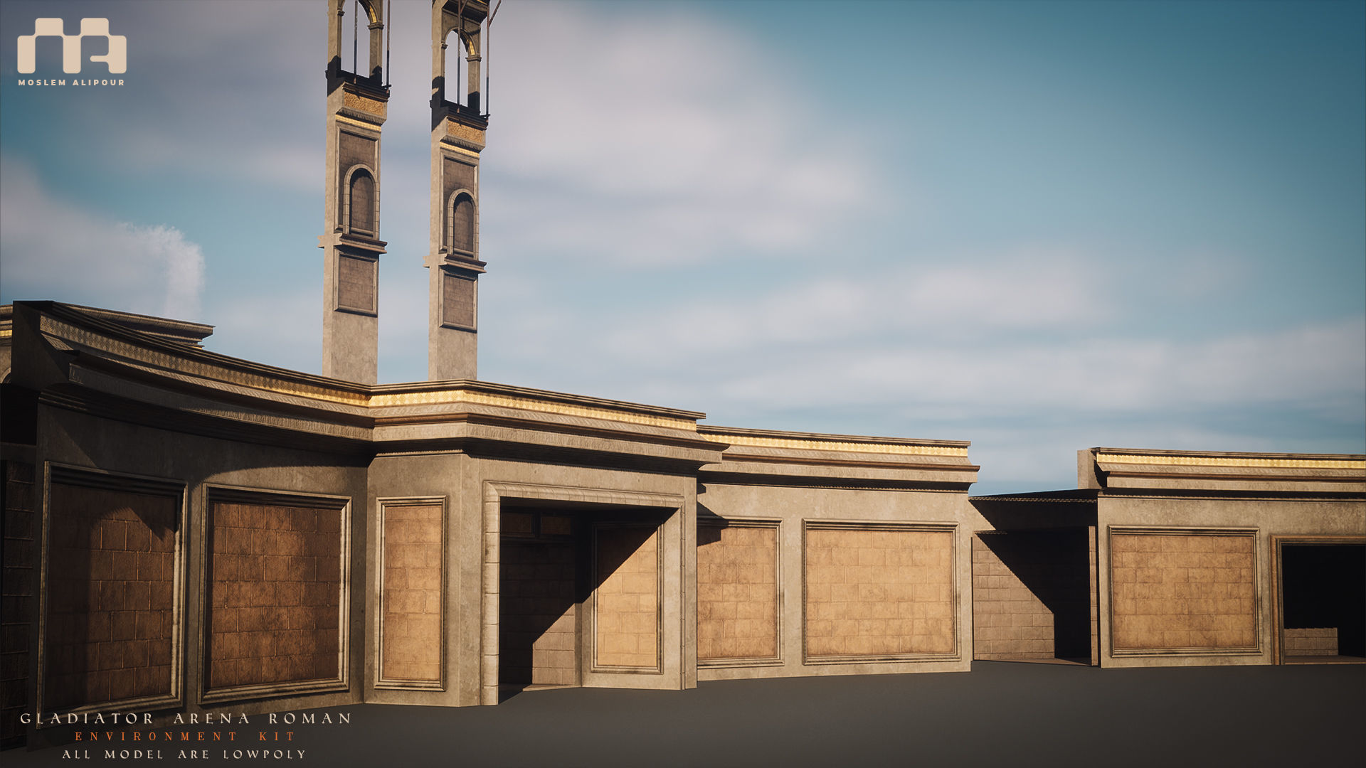 Gladiator Arena Roman Environment Kit Low-poly 3D model_25